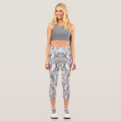 Leggings Capri Impression de peau de serpent blanc (Recto)
