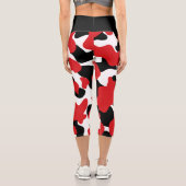 Leggings Capri Impression de vache noire rouge tendance personnal (Verso)