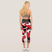 Leggings Capri Impression de vache noire rouge tendance personnal (Verso)