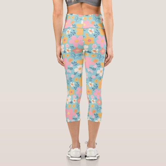 Leggings Capri Impression florale d'été (Verso)