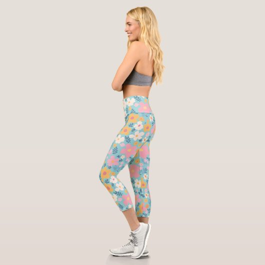 Leggings Capri Impression florale d'été (Gauche)