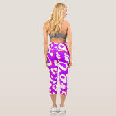 Leggings Capri Impression léopard blanc rose violet (Verso)