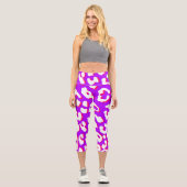 Leggings Capri Impression léopard blanc rose violet (Recto)