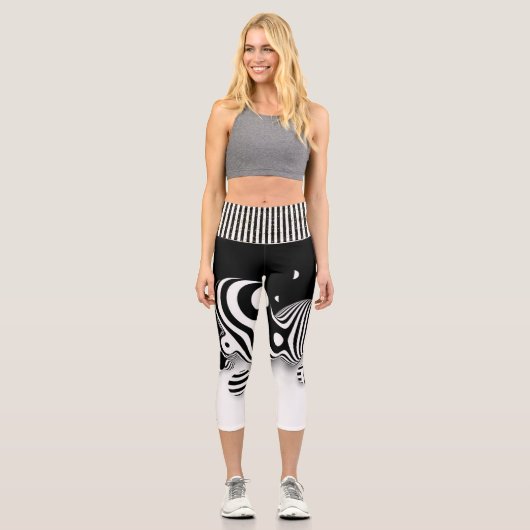 Leggings Capri Impression noir et blanc (Recto)