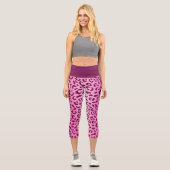 Leggings Capri Impression personnalisée initiale de léopard rose (Recto)