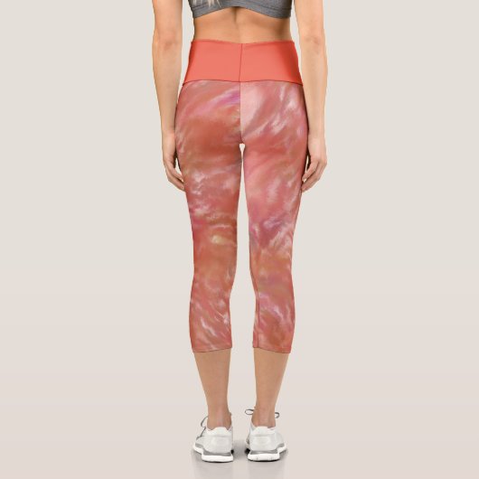 Leggings Capri Impression rouge orange Abstraite (Verso)