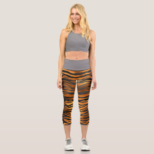 Leggings Capri Imprimé animalier rayures de tigre noir marron gla