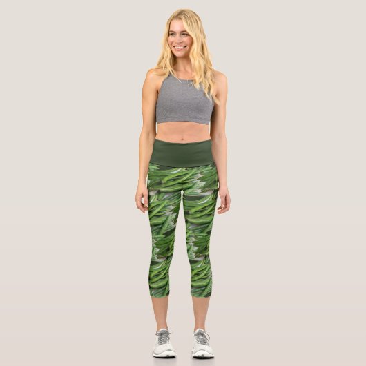 Leggings Capri Imprimé de haricot vert de fille de jardin  (Recto)