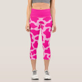 Leggings Capri imprimé de vache rose chaud (Recto)