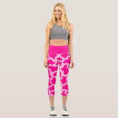 Leggings Capri imprimé de vache rose chaud (Recto)