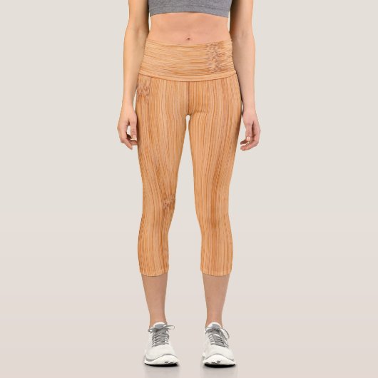 Leggings Capri imprimé en bambou marron clair cool (Recto)