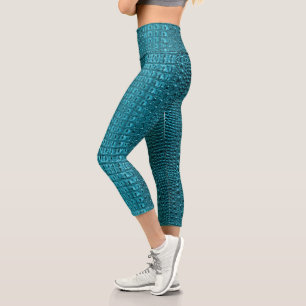 Leggings Capri imprimé turquoise turquoise aqua bleu alligator te
