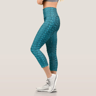 Leggings Capri imprimé turquoise turquoise aqua bleu alligator te