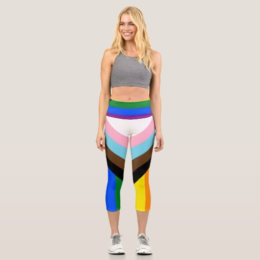 Leggings Capri Indicateur de fierté de progression LGBTQ+ (Recto)