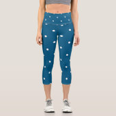 Leggings Capri Indigo bleu avec points blancs (Recto)