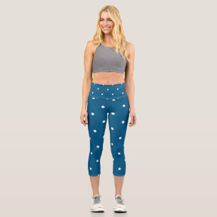 Leggings Capri Indigo bleu avec points blancs