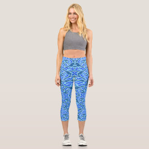 Leggings Capri Indonésien Batik Motif Megamendung Blue Clouds