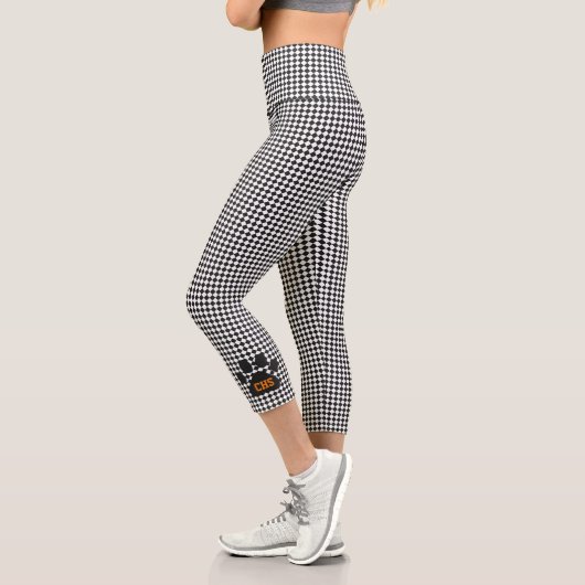 Leggings Capri INITIALES Empreintes de pattes Checkerboard Team S (Gauche)