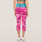 Leggings Capri INITIALES en Camo bleu rose pour son amusement col (Verso)