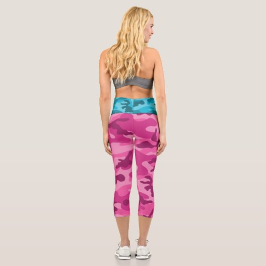 Leggings Capri INITIALES en Camo bleu rose pour son amusement col (Verso)