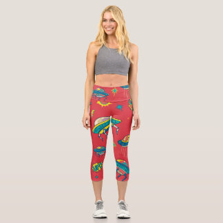 Leggings Capri Inventaires d'espace UFO rétro