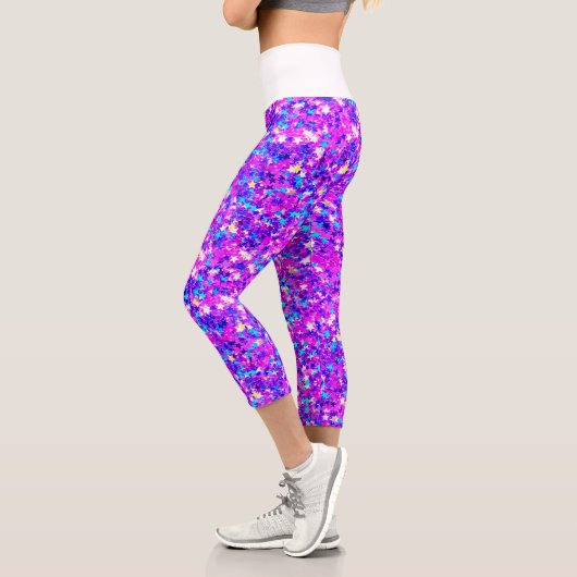 Leggings Capri Iridescente Fuchsia Star Parties scintillant Capri (Gauche)