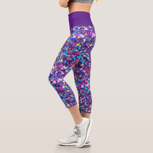 Leggings Capri Iridescente Purple Star Parties scintillant Capri