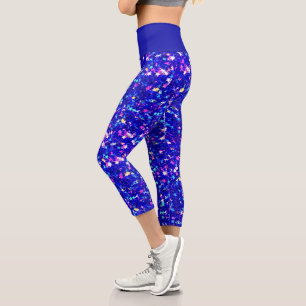 Leggings Capri Iridescente Royal Blue Star Parties scintillant Ca