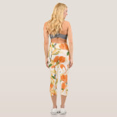Leggings Capri Iris orange : motif floral transparent (Verso)