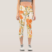 Leggings Capri Iris orange : motif floral transparent (Recto)