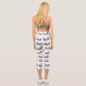 Leggings Capri Jack-o'-lantern face Citrouille noir et blanc (Verso)