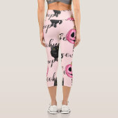 Leggings Capri Jack-O-Lantern rose et chat noir (Verso)