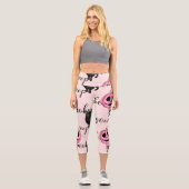 Leggings Capri Jack-O-Lantern rose et chat noir (Recto)