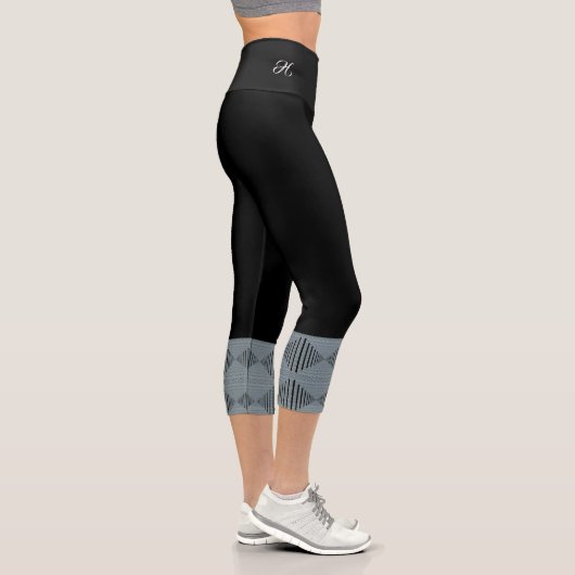 Leggings Capri Jacquard Monogramme Bleu (Droite)
