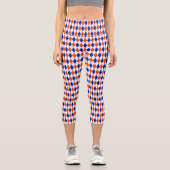 Leggings Capri Jacquard orange et bleu diamant (Recto)