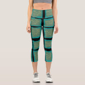 Leggings Capri Jade et Turquoise avec or (Recto)