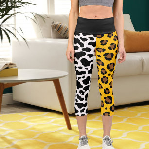 Leggings Capri Jaguar Leopard Big Chat Motif Spots Imprimer Anima