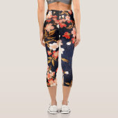 LEGGINGS CAPRI JAMBE FLORALE BLEU PROFONDE ROSE ROUGE BLANC (Verso)