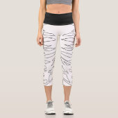 Leggings Capri jambe noire noire blanche de la nervure squelette (Recto)