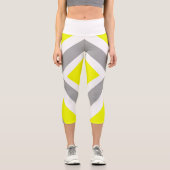 Leggings Capri Jambes Capri gris-jaune Abstrait (Recto)