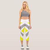 Leggings Capri Jambes Capri gris-jaune Abstrait (Recto)