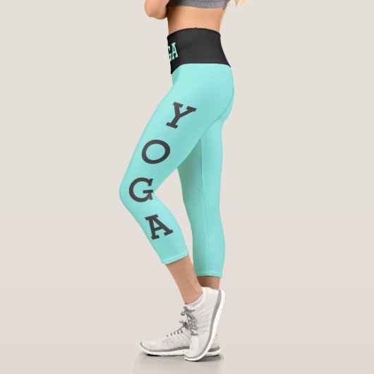 Leggings Capri Jambes de yoga bleu turquoise moderne (Gauche)