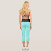 Leggings Capri Jambes de yoga bleu turquoise moderne (Verso)