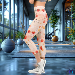 Leggings Capri Jambes florales Abstraites aux tons chauds