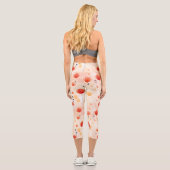 Leggings Capri Jambes florales Abstraites aux tons chauds (Verso)