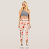 Leggings Capri Jambes florales Abstraites aux tons chauds (Recto)