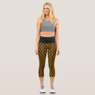 Leggings Capri Jantes de vélo orange moderne motif noir
