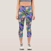 Leggings Capri Jardin de Fleur sauvage de libellules Abstrait Flo (Recto)