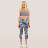 Leggings Capri Jardin de Fleur sauvage de libellules Abstrait Flo (Recto)