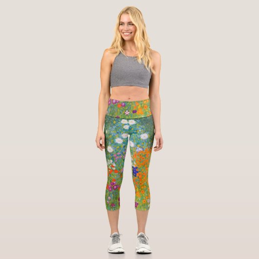 Leggings Capri Jardin des fleurs par Gustav Klimt (Recto)